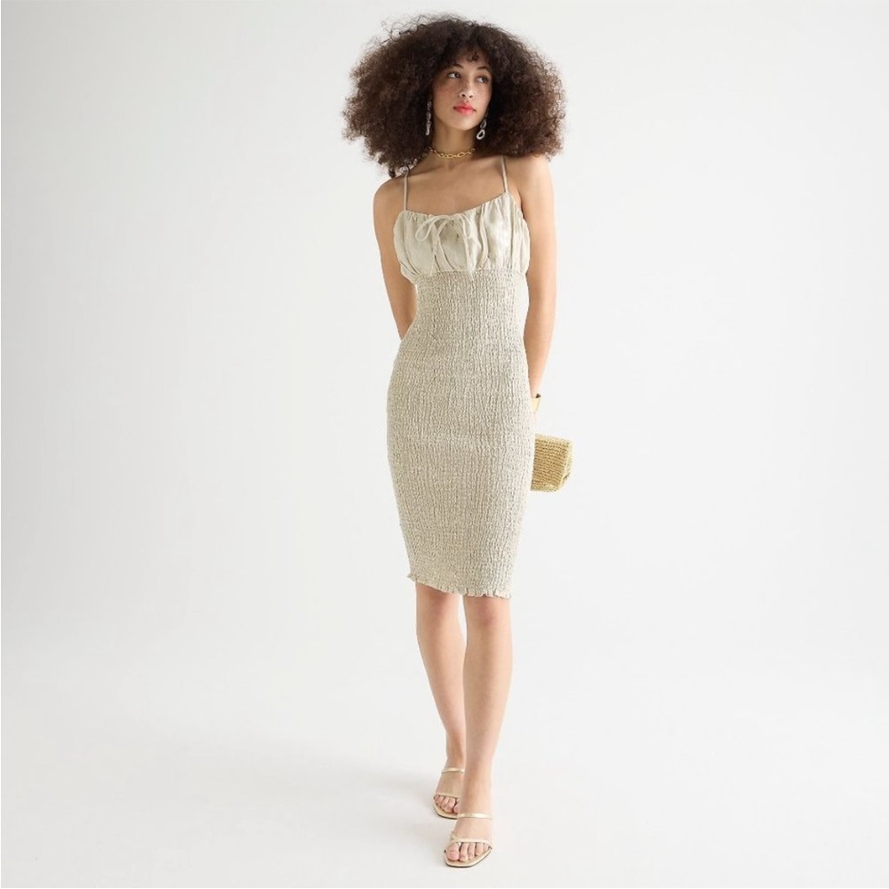 J.Crew Smocked linen dress